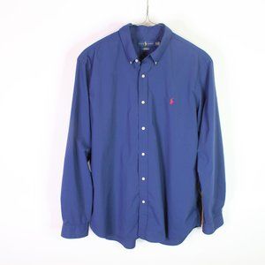 Ralph Lauren Casual Navy Blue Long-Sleeve Button-Down Shirt Size XXL Classic Fit